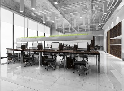 3d rendering business meeting and working room on office building